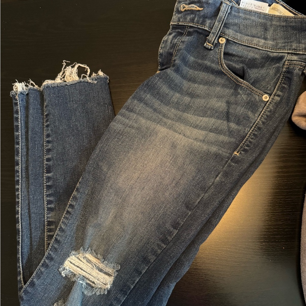 Guess Dark Blue Distressed Ankle Jeans